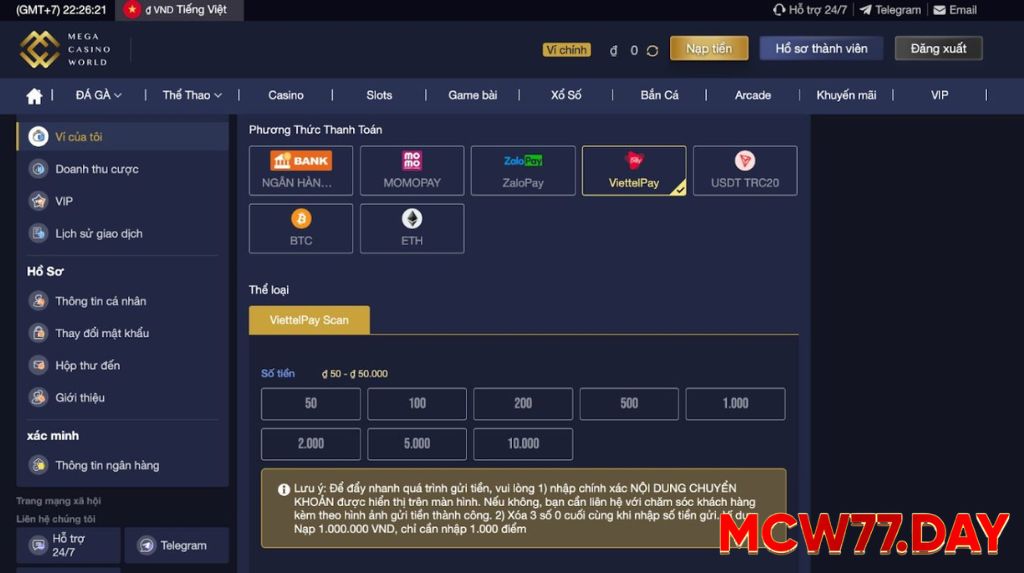 Kinh Nghiệm Nạp Tiền MCW77 An Toàn Từ Chuyên Gia